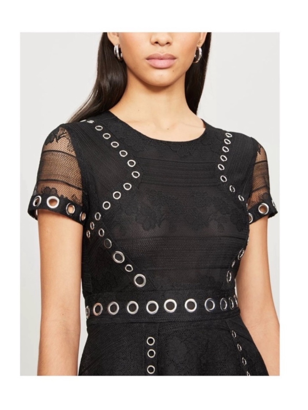 New! MAJE Ranch Floral Lace Embroidered Woven Mini Dress in Black EU 36 - Picture 4 of 10